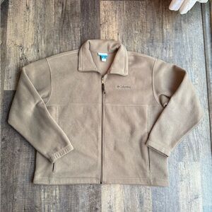 Columbia men’s fleece full zip jacket beige size XL excellent